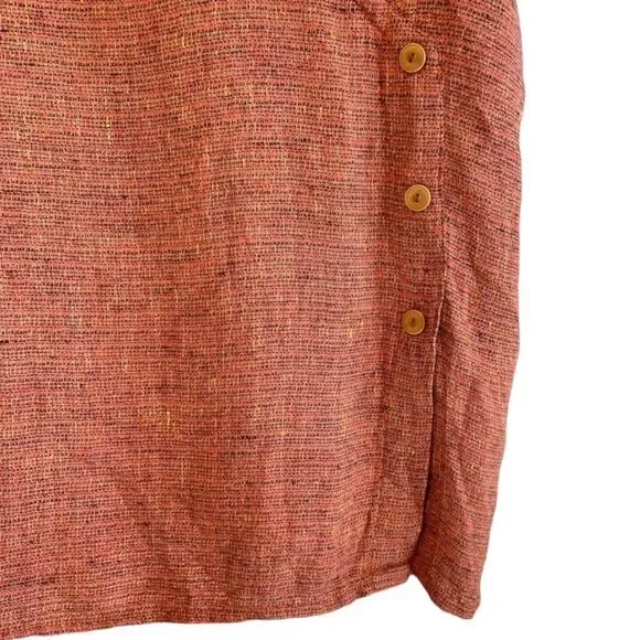 Flax 100% Linen Wrap Button Top - Picture 6 of 9